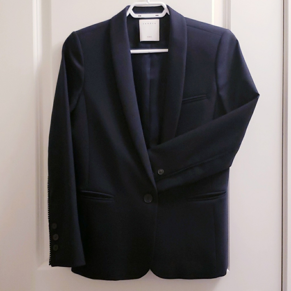 Sandro Navy Wool Blazer (36)
